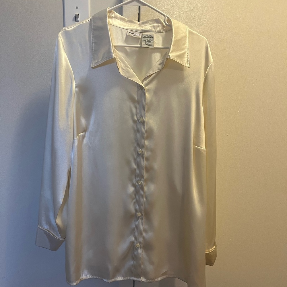 White Stag Women’s Cream Satin Button Down Shirt